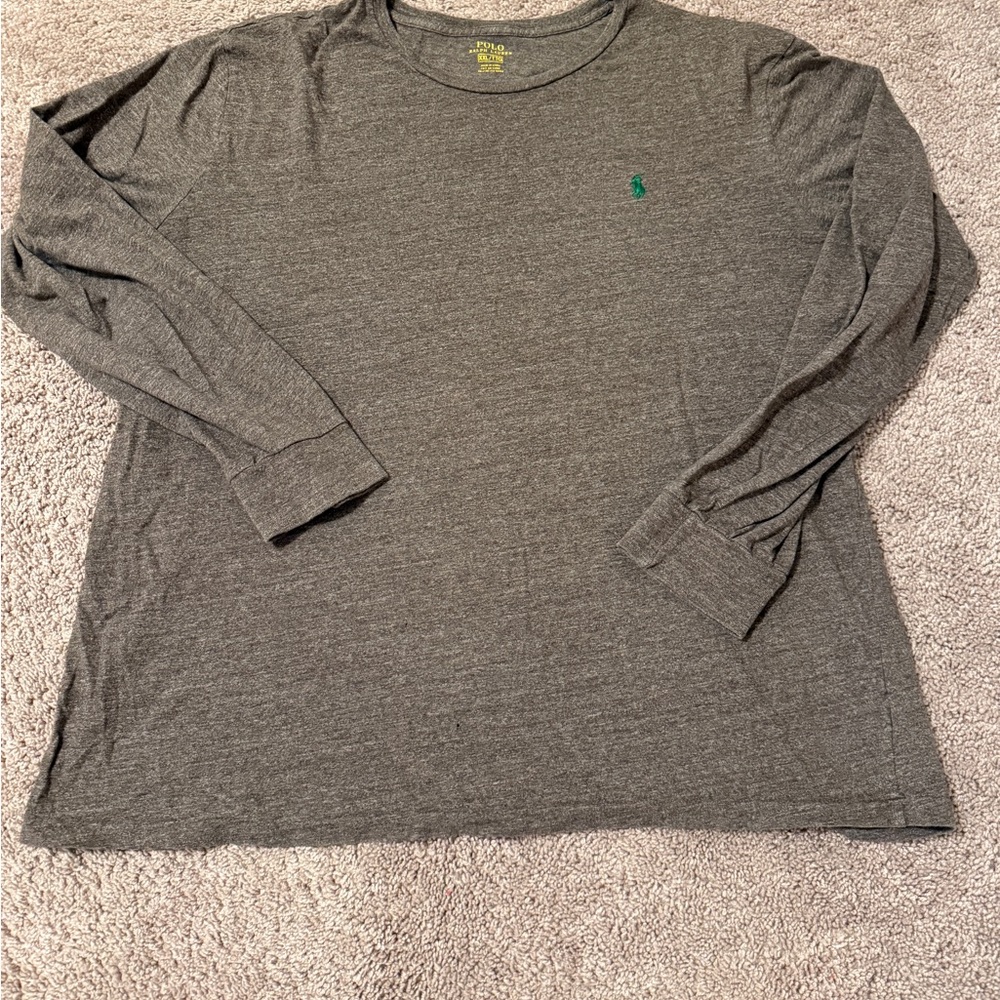 Polo Ralph Lauren brown jersey Long Sleeve Tee green embroidered pony logo